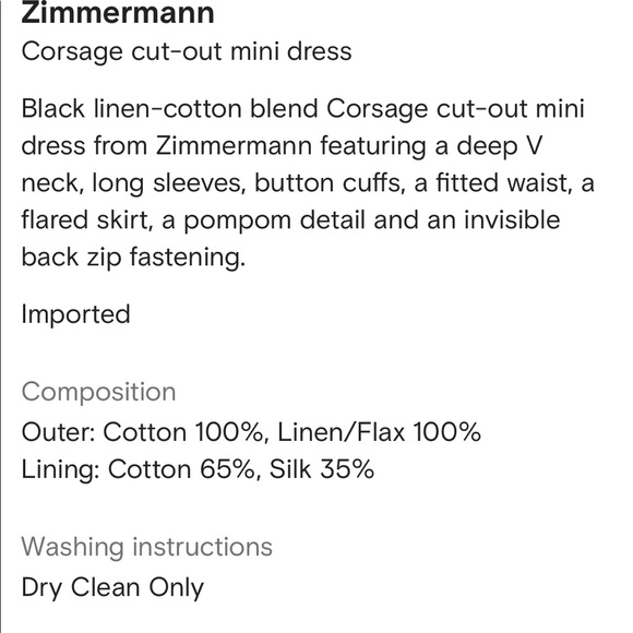 🆕Zimmermann Bauble Corsage Mini Dress Sz 1 =US4-6 - Picture 9 of 9